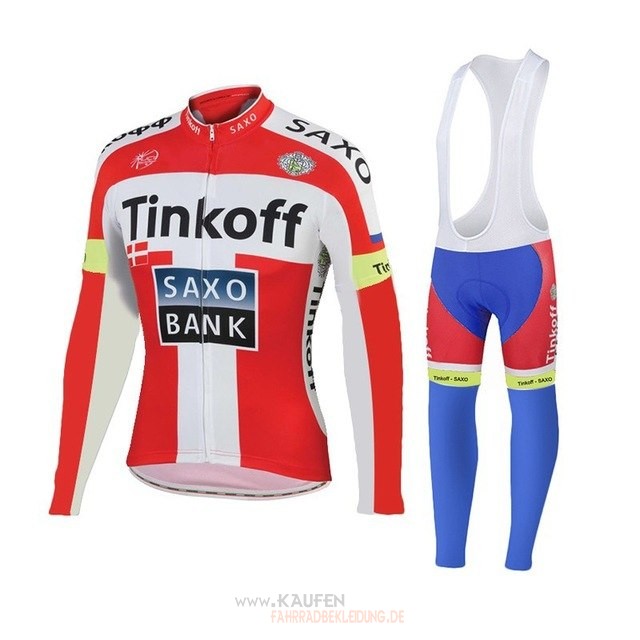 Tinkoff Saxo Bank Langarmtrikot 2018 und Lange Tragerhose Rot Wei